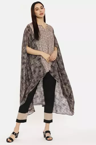 Printed Brown High Low Top