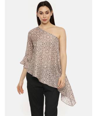 Off Shoulder Silk Printed Top 1