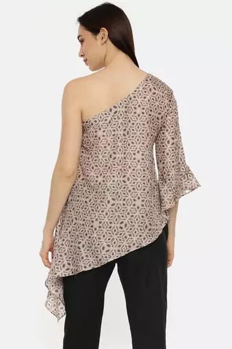 Off Shoulder Silk Printed Top