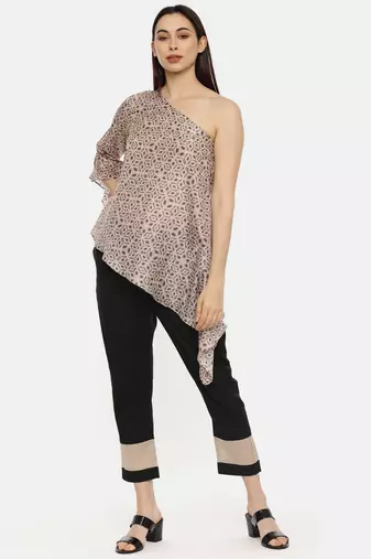 Off Shoulder Silk Printed Top
