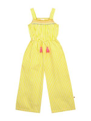 Budding Bees Girls Multi Smocked Jumpsuit-Yellow 1