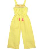 Budding Bees Girls Multi Smocked Jumpsuit-Yellow