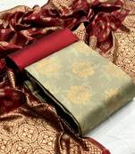  Baige Banarasi silk Unstitched dress material