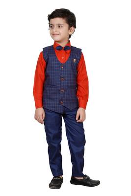 fourfolds boy's navyblue 3-piece suit 3