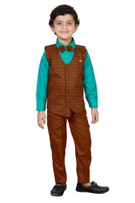 fourfolds boy's orange 3-piece suit 5