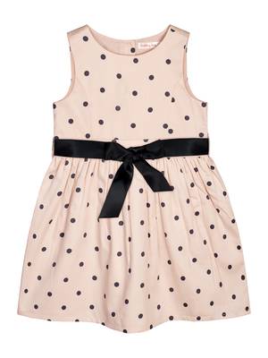 Budding Bees Girls Peach Polka Dress 1