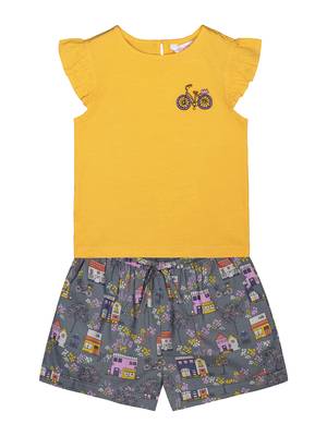 Budding Bees Girls Lemon Embroidered Nightsuit 1