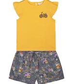 Budding Bees Girls Lemon Embroidered Nightsuit