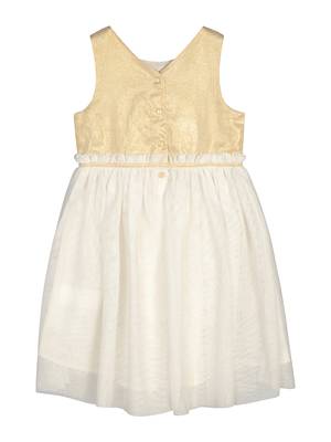 Budding Bees Girls Cream & White Solid Dress 2