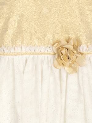 Budding Bees Girls Cream & White Solid Dress 3