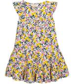 Budding Bees Grils Floral A-Line Dress-Yellow