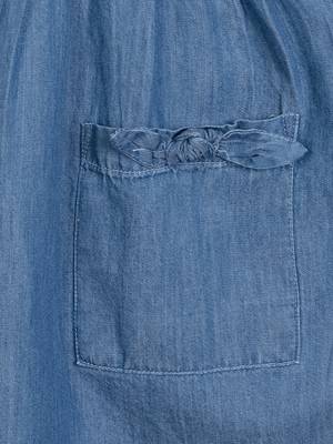 Budding Bees Denim Dress With Bow Pockets Blue 3