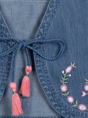 Budding Bees Girls Embroidered Denim Jacket Blue 3