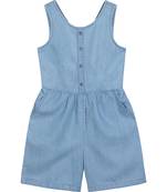 Budding Bees Girls Denim Playsuit Blue