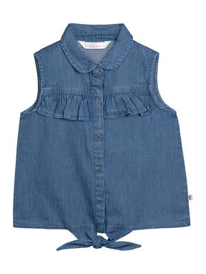 Budding Bees Girls Denim Tie Knotted Top Blue 1
