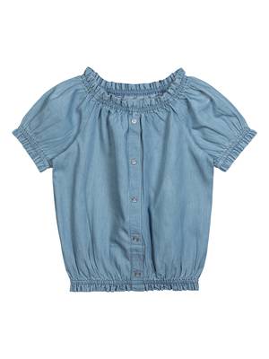 Budding Bees Girls Blue Denim Blouse Blue 1