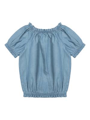 Budding Bees Girls Blue Denim Blouse Blue 2