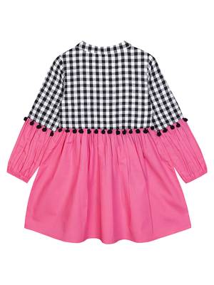 Budding Bees Girls Check & Lace Dress 2