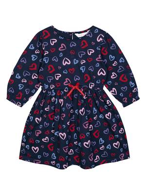 Budding Bees Girls Blue Heart Printed polyester Dress 1