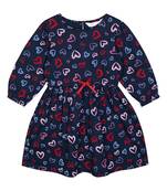 Budding Bees Girls Blue Heart Printed polyester Dress
