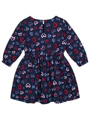 Budding Bees Girls Blue Heart Printed polyester Dress 2