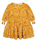 Budding Bees Girls Mustard Tier Dress