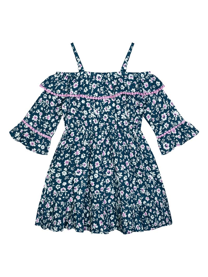 blue dress with bees Honey Bees and Flowers Floaty Dress – MooksGoo main image 0