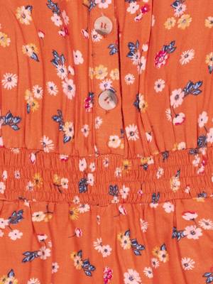 Budding Bees Girls Orange Neck Tie-up Jumpsuit 3
