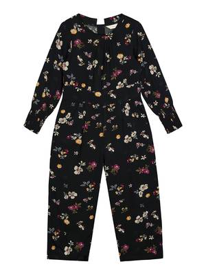 Budding Bees Girls Black Floral Jumpsuit 1