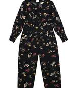 Budding Bees Girls Black Floral Jumpsuit