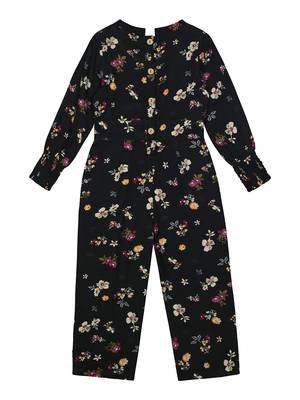 Budding Bees Girls Black Floral Jumpsuit 2