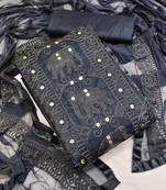 Divaastha Grey Cotton  Aari Sequence Work Salwar Kameez 