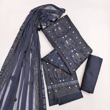 Divaastha Grey Cotton  Aari Sequence Work Salwar Kameez  2