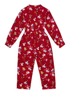Budding Bees Girls Red Floral Jumpsuit 2