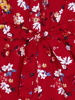 Budding Bees Girls Red Floral Jumpsuit 3
