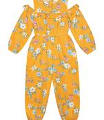 Budding Bees Girls Mustard Cold Shoulder Jumpsuit