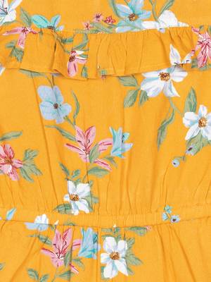 Budding Bees Girls Mustard Cold Shoulder Jumpsuit 3