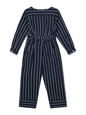 Budding Bees Girls Blue Striped Jumpsuit 2