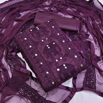 Divaastha Wine Cotton Aari Sequence Work Salwar Kameez 1