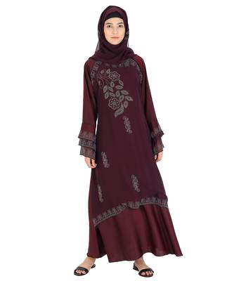 Maroon brasso nida abaya 1