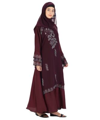 Maroon brasso nida abaya 2