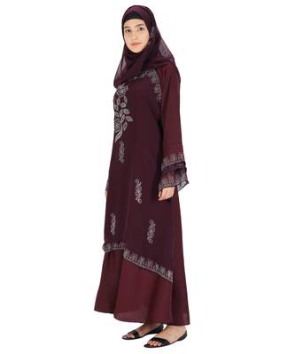 Maroon brasso nida abaya 3