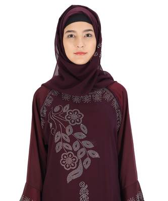 Maroon brasso nida abaya 4