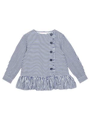 Budding Bees Girls Blue Striped With Side Button Closer Top 1
