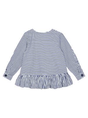 Budding Bees Girls Blue Striped With Side Button Closer Top 2