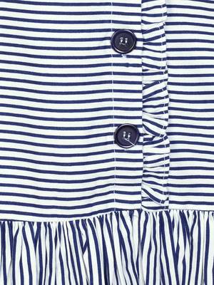 Budding Bees Girls Blue Striped With Side Button Closer Top 3
