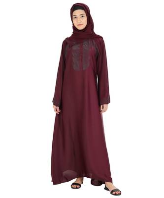 Maroon brasso nida abaya 1