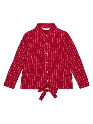 Budding Bees Girls Red Floral Bottom Knotted Top 1