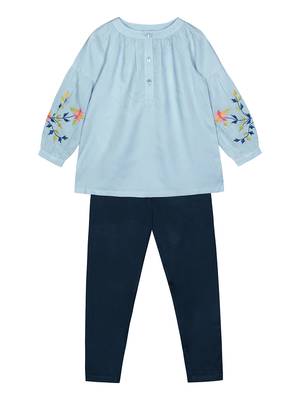 Budding Bees Girls Sky Blue Top with Legging Top 1