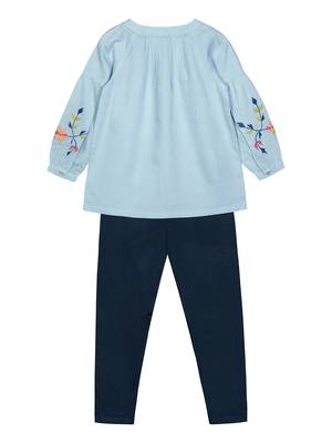 Budding Bees Girls Sky Blue Top with Legging Top 2